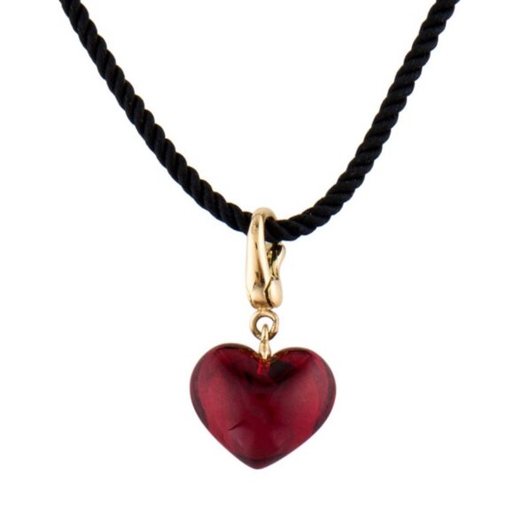 BACCARAT 18K 750 YELLOW GOLD CHARM CRYSTAL HEART PENDANT NECKLACE - Picture 1 of 9